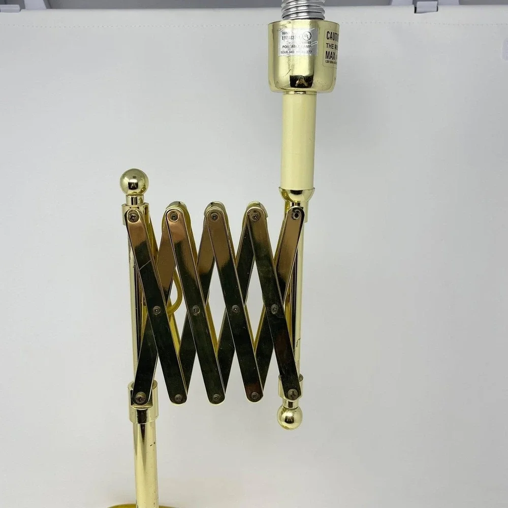 Vintage MCM Brass Extending Accordion Scissor‎ Table Lamp Sturdy Tested Works